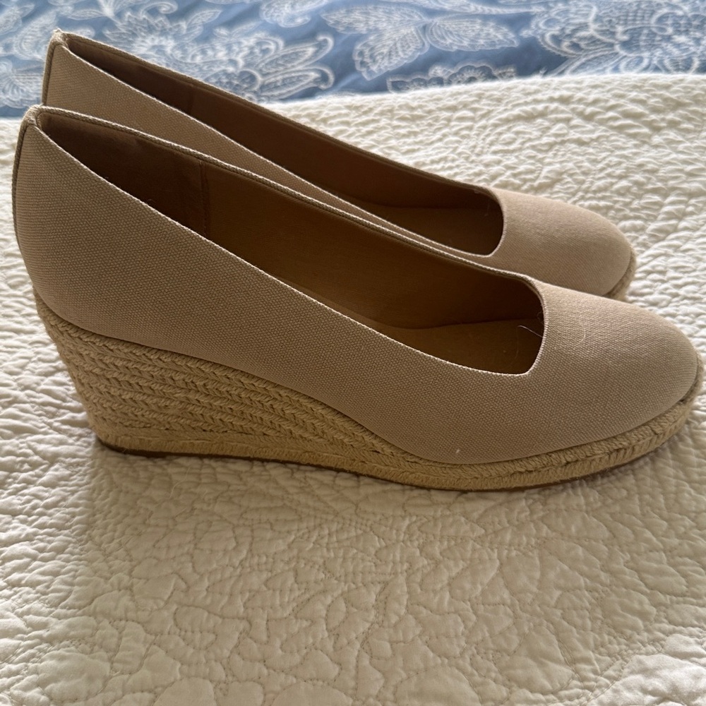 NEW J. Crew Blue Wedge Espadrilles Size 9